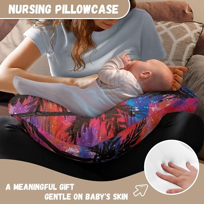 Coconut Tree Nursing Pillow Covers Breast Feeding Pillow Covers 1 Pack for Breastfeeding Pillow Soft and Cozy Fits Snug On Infant Breastfeeding Pillow Slipcover Cover Only