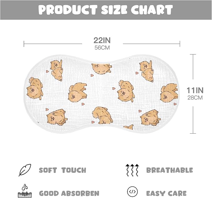 vvfelixl Baby Burp Cloths Funny Pomeranian Spitz Dogs Baby Newborn Cotton Burping Cloths Set Baby Washcloths 4 Pack