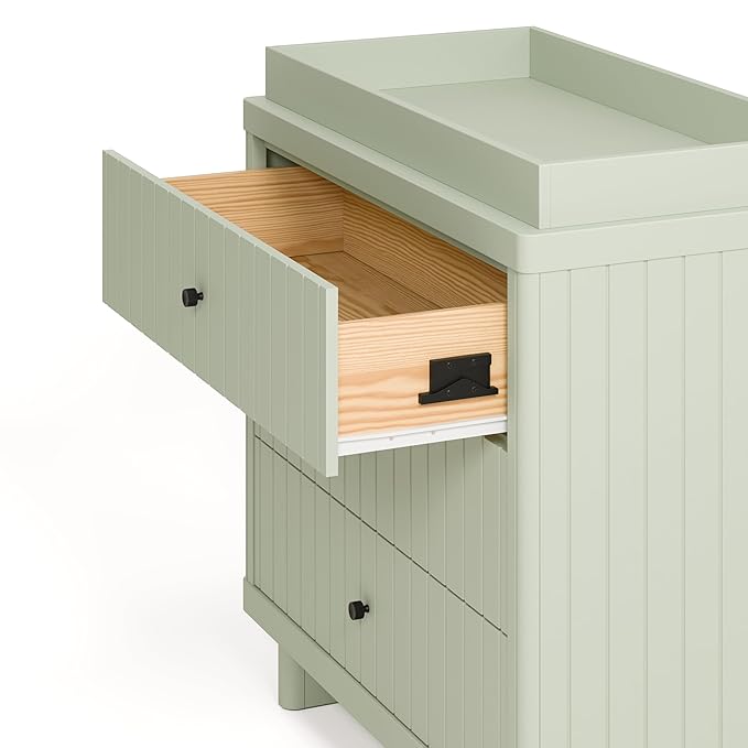 Storkcraft Kyoto 3 Drawer Chest with Topper (Sage) - GREENGUARD Gold Certified, Nursery & Kids' Bedroom Wood Chest, Interlocking Drawer System, and Easy Assembly with Pre-Installed Tracks