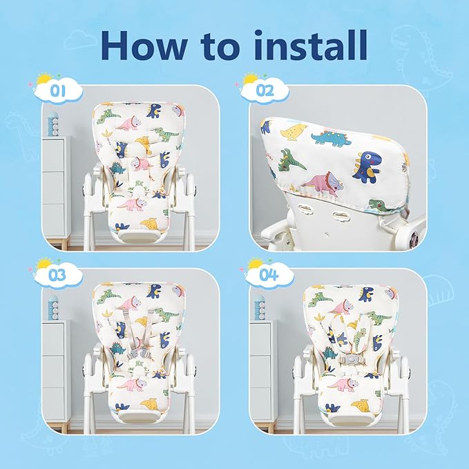 Baby High Chair Cover, Machine Washable High Chair Pad, Soft Highchairs Covers for Baby, Protects from Spills and Crumbs, Fits 3-5 Point Harness Chairs