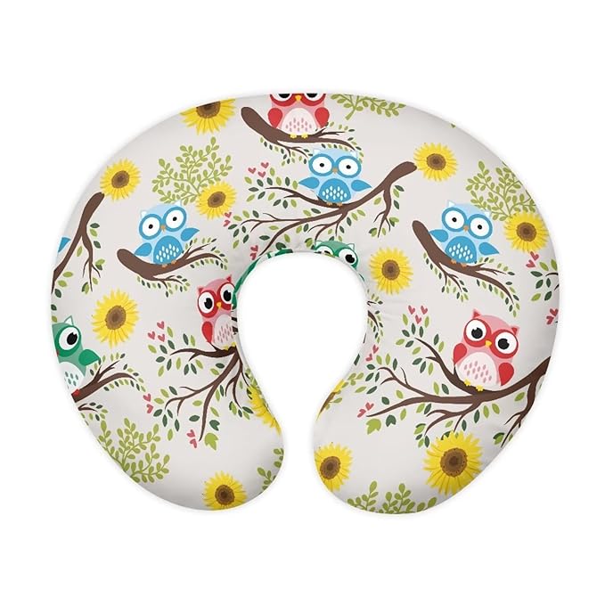 Nursing Pillow Cover for Breastfeeding Pillow Owl Floral Nursing Pillow Slipcovers, Breastfeeding Pillow Cover Boys Girls, Perfect Newborn Choice for Mom or Baby