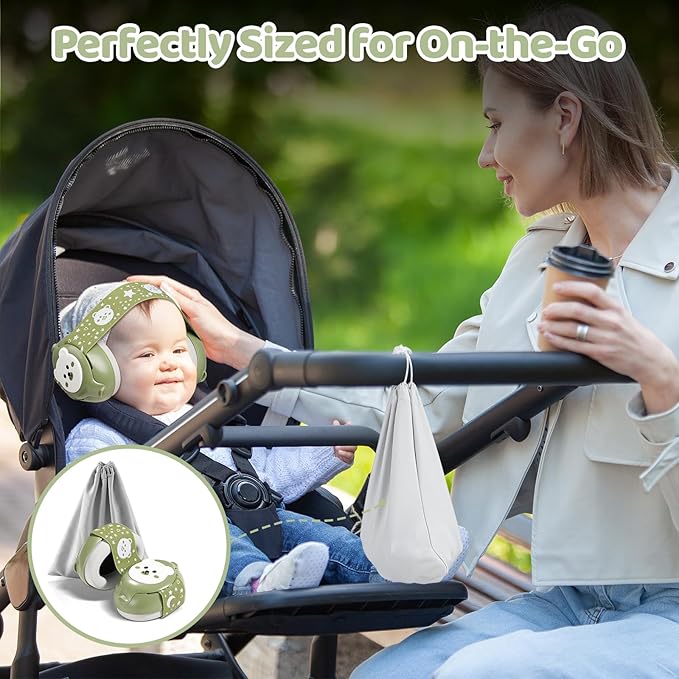 YomauiYee Baby Earmuffs-Infant Ear Protection for Babies 0-36 Months, 25dB NRR Baby Noise Cancelling Headphones with Little Bear Design,Baby Flight Essentials for Travel/Improves Sleep/Outdoor