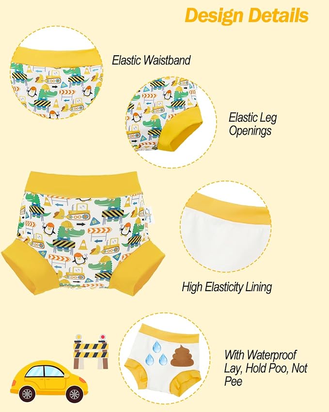 babygoal Reusable Swim Diaper - Waterproof Cloth Swimmers Pants for 12 Months to 18 Months Babies Infants Beach & Pool-Boy Color