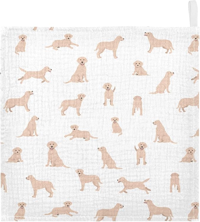 vvfelixl Baby Cotton Washcloths Labrador Retriever Dog Infants Bath Towel for Unisex Face Towels for Newborn, Natural Baby Wipes Delicate Skin, 11.8 X 11.8 inch, one sizex3