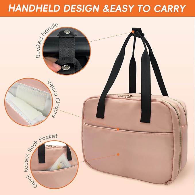 LIVEAGAIN Wearable Breastmilk Bag with Ice Pack Fits for Elvie Hands-Free Pumps and Medela Pump in Style, Portable Pump Carrying Case for for Daycare, Work, and Travel (Bag Only) (Pink)