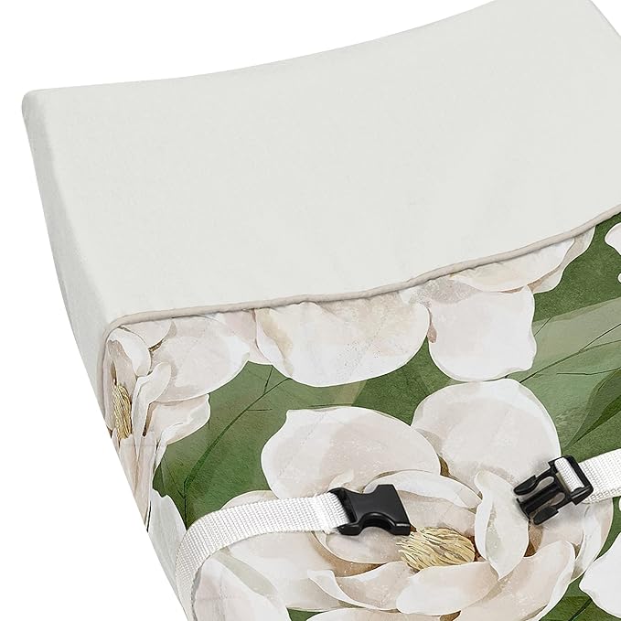 Sweet Jojo Designs Sage Green Boho Flower Floral Girl Baby Changing Pad Cover Infant Newborn Diaper Table Change Mat Sheet Ivory Shabby Chic Bohemian Watercolor Garden Wildflower Nature Modern Beige