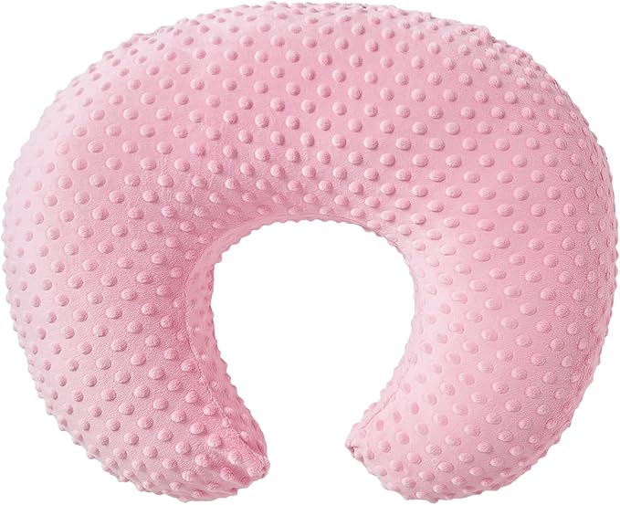 Nursing Pillow and Positioner with Cover for Breastfeeding and Bottle Feeding, Propping Baby, Tummy Time, Baby Sitting Support, Awake-Time Support (Candy Pink, 22" x 17.7" x 5.9")