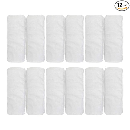 ALVABABY 12pcs Microfiber Inserts,Soft Cloth Diaper Liner,3-Layer Absorbent Inserts,Reusable for Baby Cloth Diapers 12T
