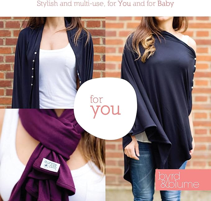 Byrd & Blume Maternity Nursing Cover Breathable Lightweight Breastfeeding Cover Wrap Shawl Scarf Poncho Full 360