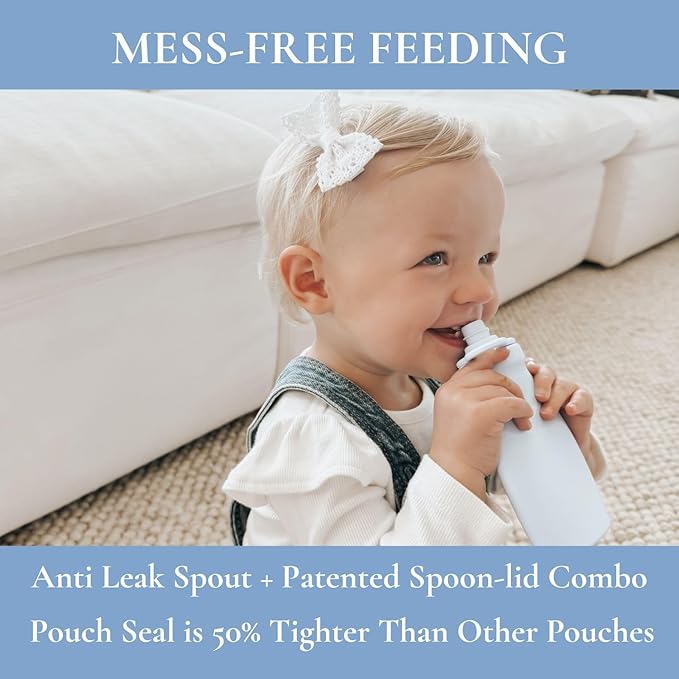 Nontoxic Reusable Baby Food Pouches - Premium Food Grade Silicone - BPA & PFAS Free - Leak-Proof Design - Easy to Clean and Dishwasher Safe (Peach)