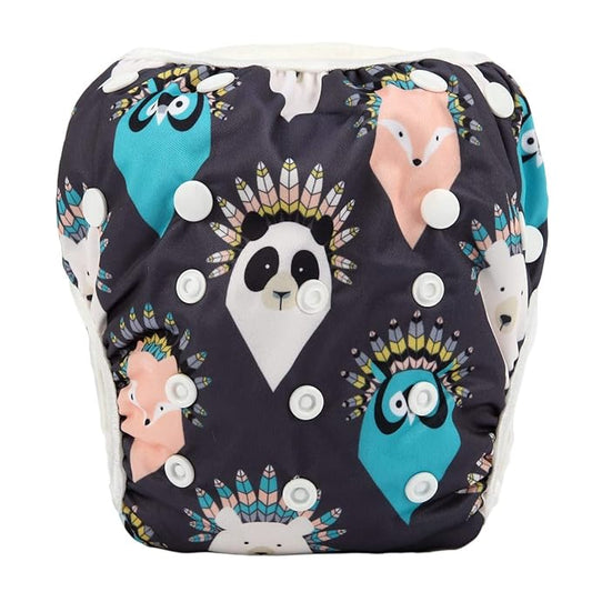 Baby Swim Diaper Nappy Pants Reusable Adjustable 0-2 Years Old Toddler Small (Small, Native Animal)