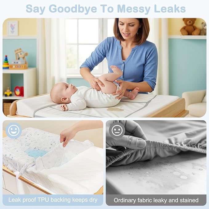 Basumee Muslin Changing Pad Cover Waterproof 2 Pack Baby Changing Table Covers for Boys and Girls Soft Breathable Nursery Diaper Change Table Cover Pad Fits 32"x16", Blue Planet