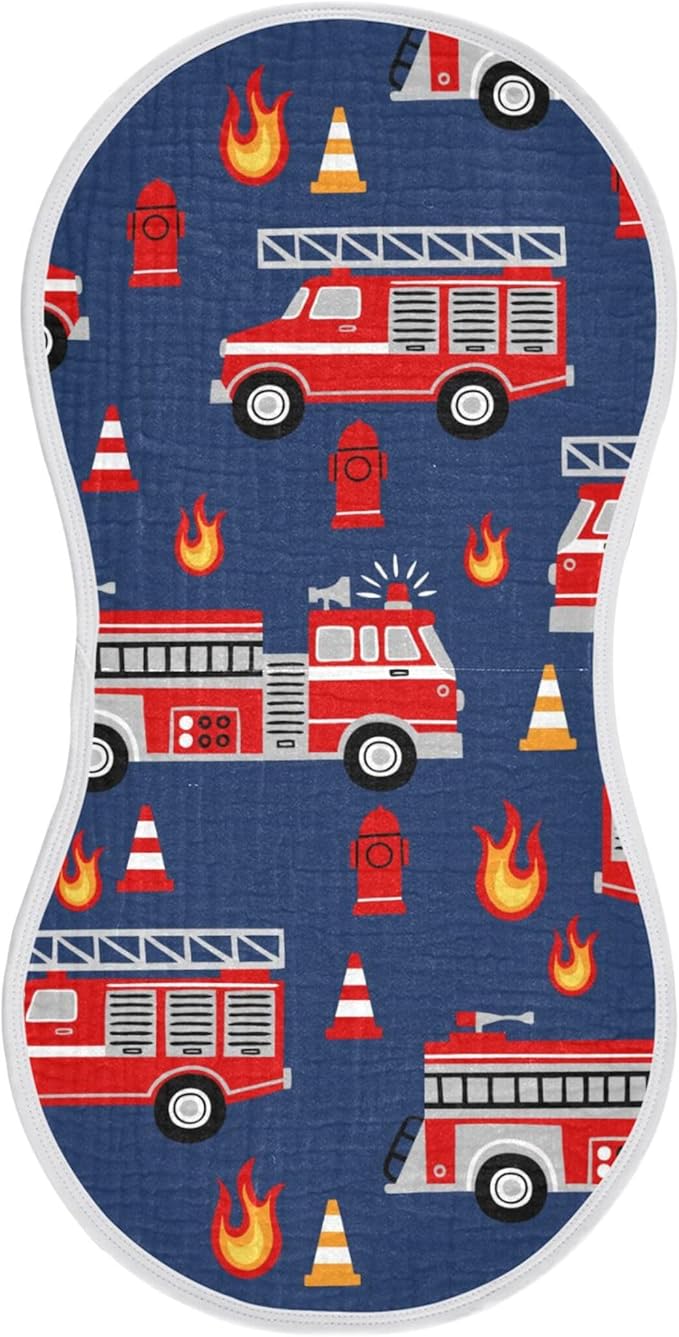 Fire Trucks Red Cars Burp Cloths Baby Boys Girls Absorbent Soft Cotton Burping Cloths Rags 1 Pack