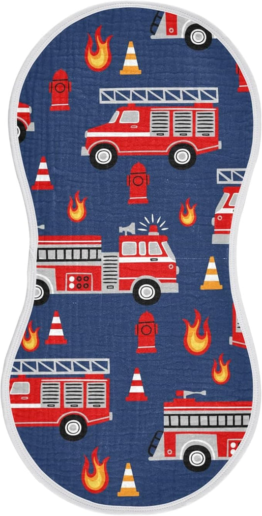 Fire Trucks Red Cars Burp Cloths Baby Boys Girls Absorbent Soft Cotton Burping Cloths Rags 1 Pack