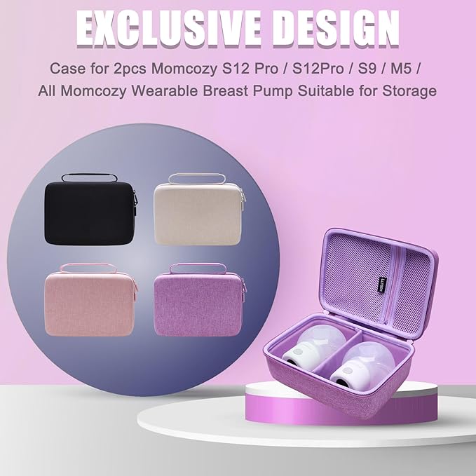 LTGEM Breast Pumps Carrying Bag Case Compatible with 2pcs Momcozy S12 Pro / S12Pro / S9 / M5 / All Momcozy Wearable Breast Pump Suitable, Breast Pump Small Storage Case(Khaki)