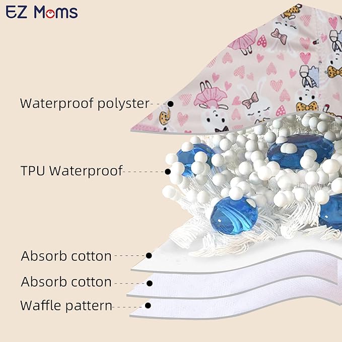 EZ Moms 10 Packs High Waist Potty Training Underwear for Girls Double Absorption Toddler Toilet Training Pants 6T Reusable Waterproof Toddler Girl Panties Kid Confident Pee Pants with a Laundry Bag