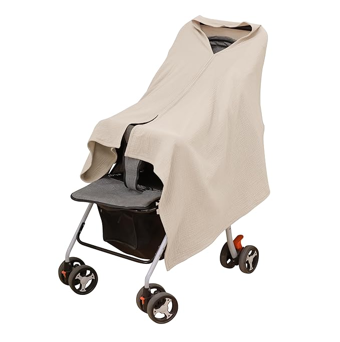 TADO MUSLIN 2-Pack Muslin Nursing Cover for Baby Breastfeeding, 100% Organic Cotton Breastfeeding Cover for Mom, Soft Breathable Privacy Nursing Apron, Multi-use Stroller Cover & Car Seat Canopy Brown