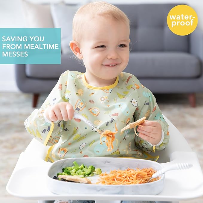 Bumkins Sleeved Bib for Girl or Boy, Baby and Toddler for 6-24 Mos