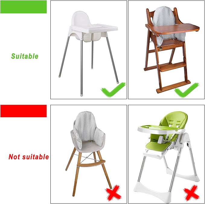 High Chair Cushion, New Type High Chair Cover Pad/pad for High Chair,highchair Cushion for IKEA Antilop Highchair,Built-in Inflatable Cushion,Baby Sitting More Comfortable (Gray Stripes)