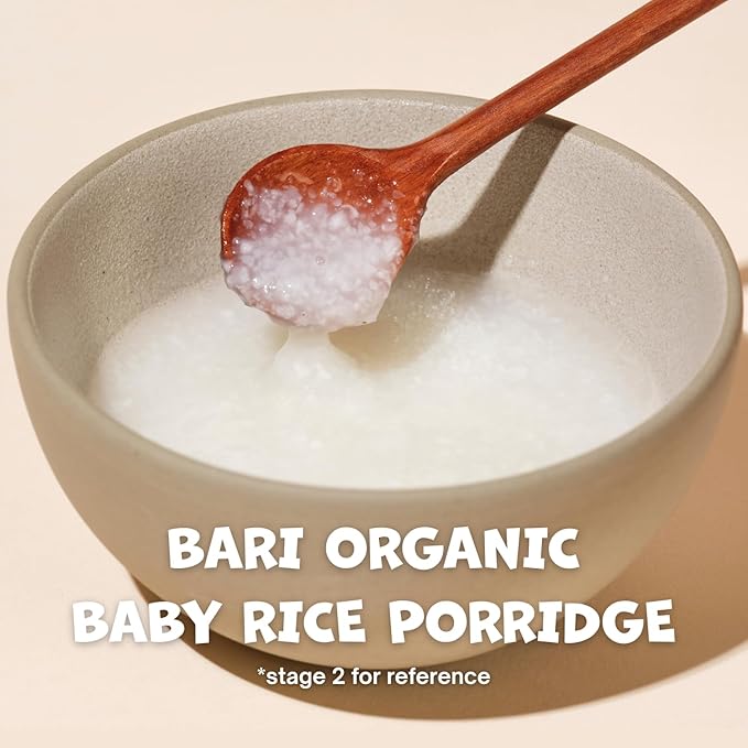 BARI Organic Baby Rice Porridge – Stage 1 – First Food for Babies 4+ Months | USDA Organic, Heavy Metal Tested, Korean Rice Cereal, No Added Sugar, Gluten-Free | 4.2 oz (10 Packets)