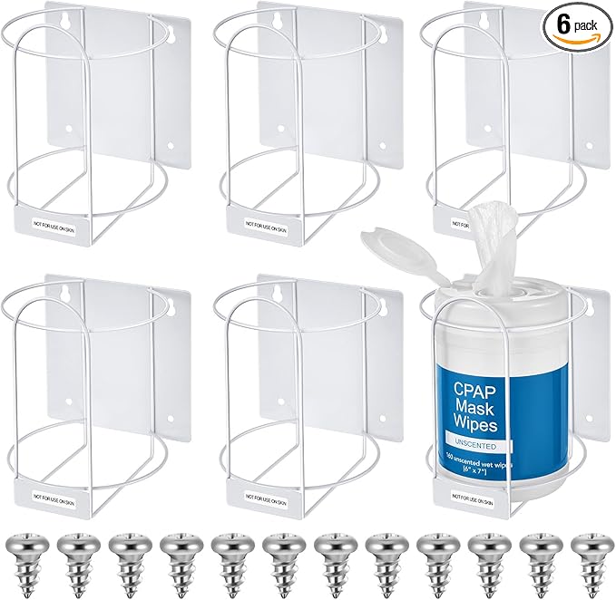 Tandefio 6 Pcs Wall Mounted Wipe Holders, Metal Dispenser Brackets for Bucket Wipes, Heavy Duty Organizer for Bathroom, Kitchen, Office, Hospital, Public Restrooms