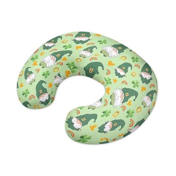 Green Irish Lucky Clover Baby Nursing Pillow Covers for Women St. Patrick's Day Breastfeeding Pillowcase Music Notes Pillowcase for Newborn Infant Bottle Breast Feeding Pillow