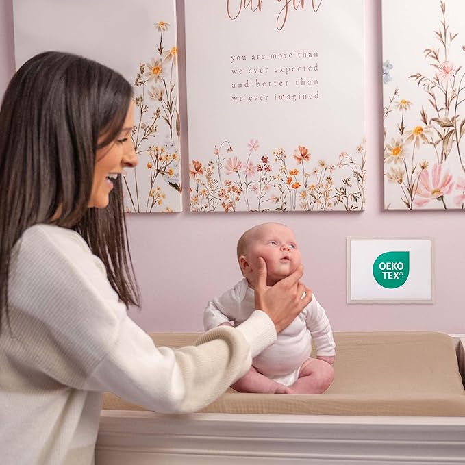 Mi Flor 2 Pack Muslin Changing Pad Cover 16x32x5 inches – Ultra Soft CPC Certified Baby Changing Table Cover with Elastic Corners, 360° Fit, Lightweight, Breathable, Fits Most Changing Pads