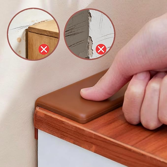 Self Adhesive Baseboard Corner Blocks, Thickened Rubber Corners Protectors Guards Trim for Wall,Furniture, Edge(Brown, 4PCS)