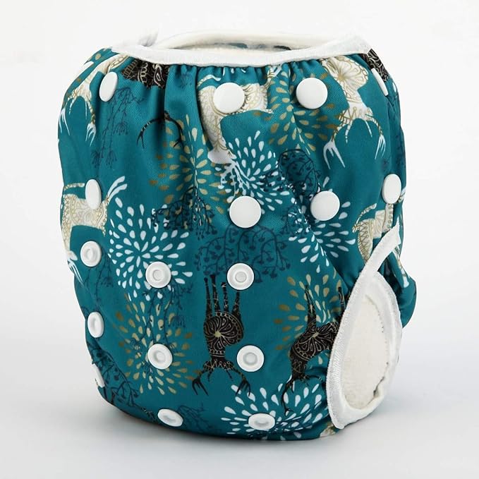 Baby Swim Diaper Nappy Pants Reusable Adjustable 6 Months to 3 Years Old Toddler Large (Large, Regal Deer)