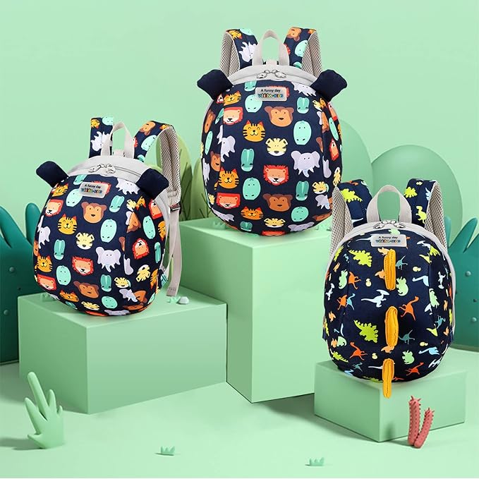 willikiva Dinosaur Toddler Mini Backpack Children Kids Baby Safety Harness Leash Waterproof Boys and Girls(Zoo,Small Age1-2)