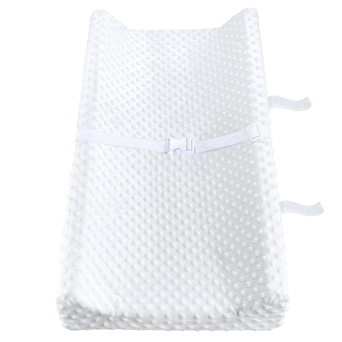 YENING Mini Baby Diaper Changing Pad for Dresser Top with Cover 27" x 16", Waterproof Lining Small Foam Contoured Changing Table Pads Topper White