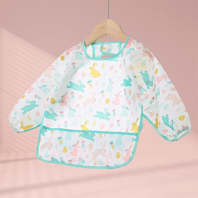 3 Pcs Waterproof Long Sleeves Baby Bibs Weaning Smock Bib 3-24 Months