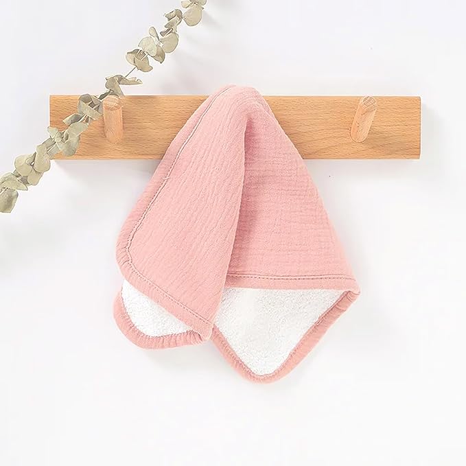 Aiden's Corner 100% Organic Muslin Cotton | Mix Use Baby Super Absorbent Infant Burp Cloth | Terry Cotton Towel | Washcloth for Newborns (Single Coral Pink)