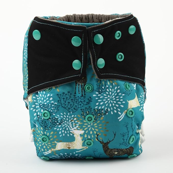 3 AIll in One Cloth Diapers Nappies for Night AIO Sewn in Insert Reusable Washable (Deer Pack)