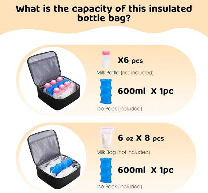 OCKLILY Breast Pump Bag Cooler Backpack — Large Insulated Milk Storage for Breastmilk — Wearable Hands-Free Pumping Tote for Working Moms (Black)