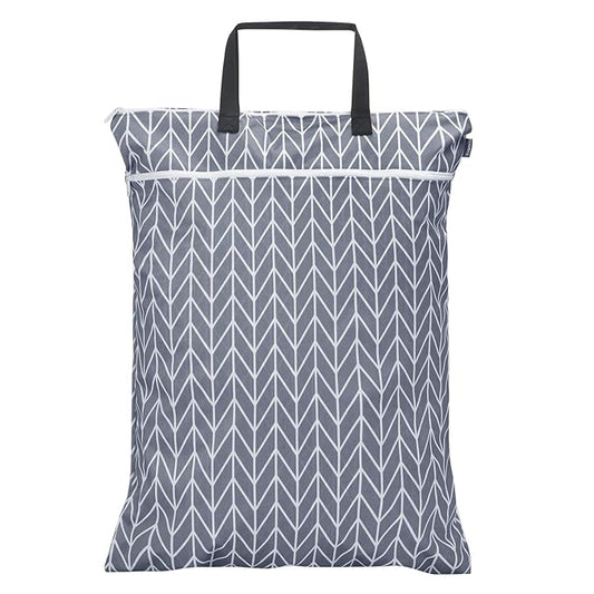 Teamoy Travel Hanging Wet Dry Bag Organizer (24.7 x 18 inches) with Two Compartments for Cloth Diaper, Laundry, Swimsuits and More, Easy to Hang Everywhere (L, Gray Arrow)