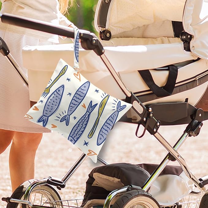 Wet Dry Wet Bag for Swimsuit Towel Baby Travel Cloth Diapers Beach Gym Toiletries Makeup Storage Bag Summer Vacation Essential Holiday Summer Vibes Sardines