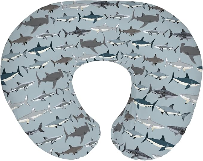 Sharks Boho Neutral Baby Nursing Pillow Covers for Boy Girl Sea Shark Species Nursery Pillowcase for Breastfeeding Pillows Marine Ocean Shark Lover Gifts Soft Stretchy Slipcovers for Newborn Infant