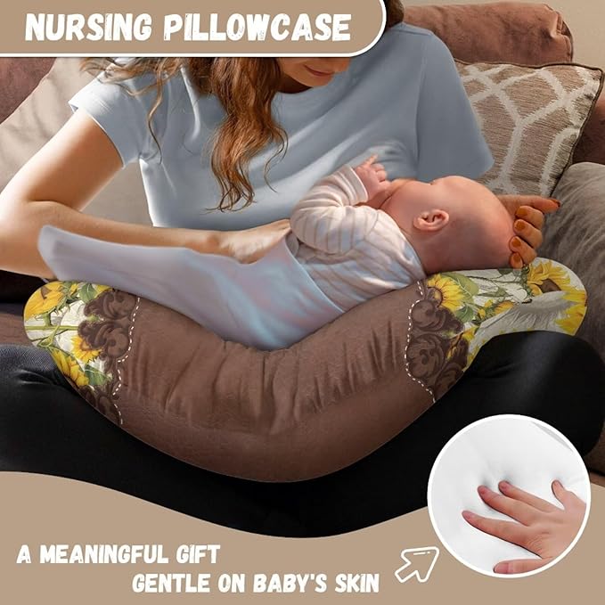 Nursing Pillow Cover Stretchy，Breastfeeding Pillow Slipcover for Baby Girls，Chrysanthemum,Soft Snug Fits On Newborn Feeding Pillow Case