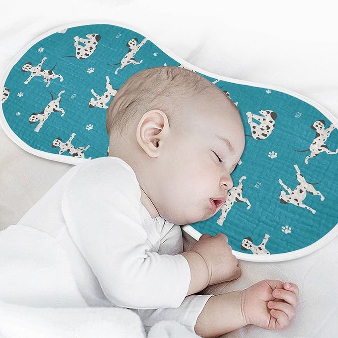 vvfelixl Baby Burp Cloths Dalmatian Yoga Dog Baby Newborn Cotton Burping Cloths Set Baby Washcloths 4 Pack Blue