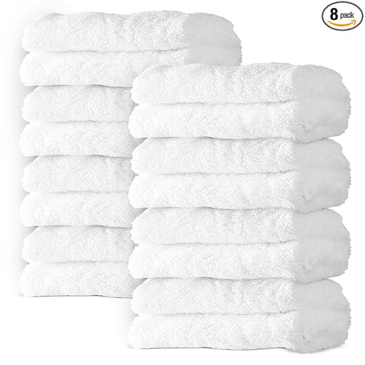 Spotted Play 8 Pack Large Burp Cloths for Baby - 20" by 10" Ultra Absorbent Burping Cloth, Baby Washcloths, Newborn Towel - Milk Spit Up Rags - Burpy for Unisex, Boy, Girl - Burp Cloths Set(White)