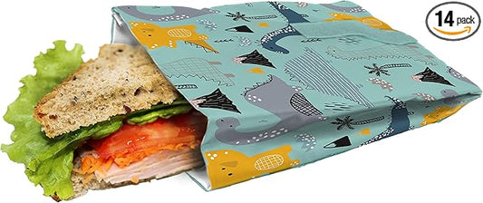 NERTHUS FIH 884 Reusable Sandwich Bag Dinosaurs, Eco-Friendly, Adaptable, Easy to Clean and Washable