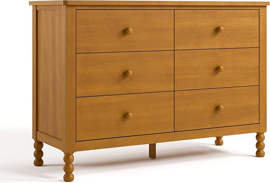 Storkcraft Rio 6 Drawer Dresser (Almond) – GREENGUARD Gold Certified, Wood Dresser for Bedroom, Kids & Nursery Storage Chest, Safety Interlocking Drawers, Pre-Installed Tracks, Kids Chest