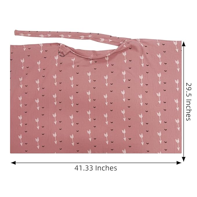 Nursing Cover for Mom Breastfeeding, Baby Privacy Nursing Covers Up Breathable Cotton with Ajustable Hoop for Mother (Pink)