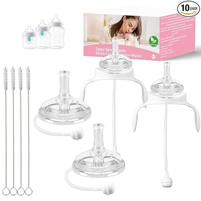 Straw Cup Conversion Kit for Philips Avent Anti-Colic Baby Bottles, Weighted Sippy Cup Transition Kit with Handles for Kids, [Variable Flow] [Spill-Proof] [BPA-Free], 6m+