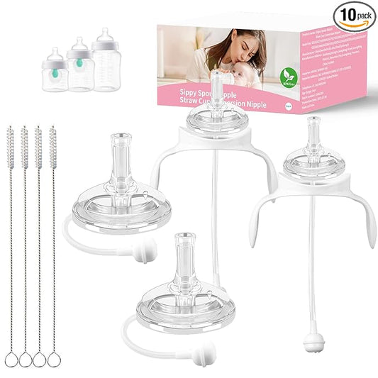 Straw Cup Conversion Kit for Philips Avent Anti-Colic Baby Bottles, Weighted Sippy Cup Transition Kit with Handles for Kids, [Variable Flow] [Spill-Proof] [BPA-Free], 6m+