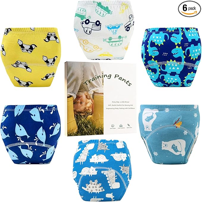 Upairy Training Pants for Boys Girls,Toddler Potty Training Underwear,Leakproof Reusable Kid Confident Panties,Children's Potty Underwear 100% Cotton for 2T-6T(6PCS,L)