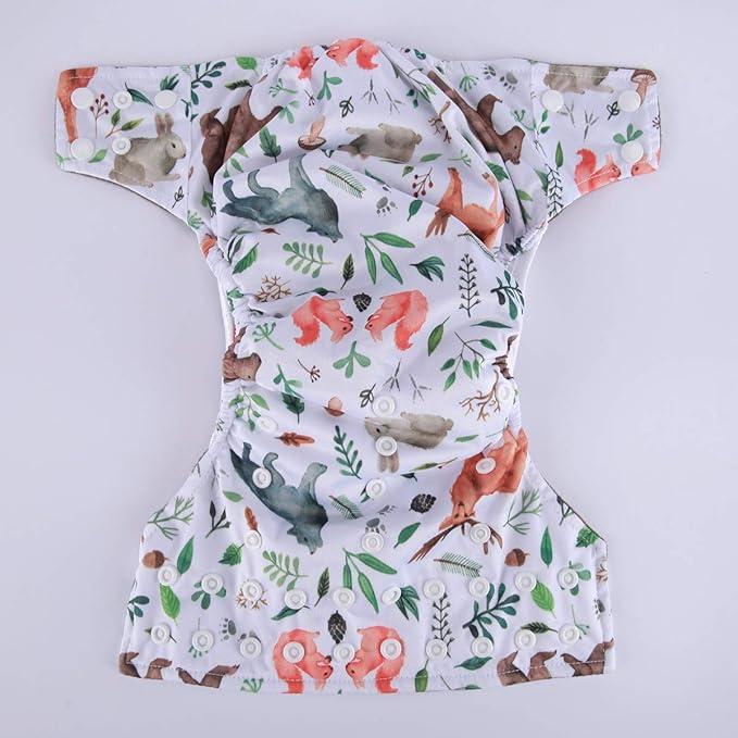 3 AIll in One Cloth Diapers Nappies for Night AIO Sewn in Insert Reusable Washable (Dinosaur Pack)