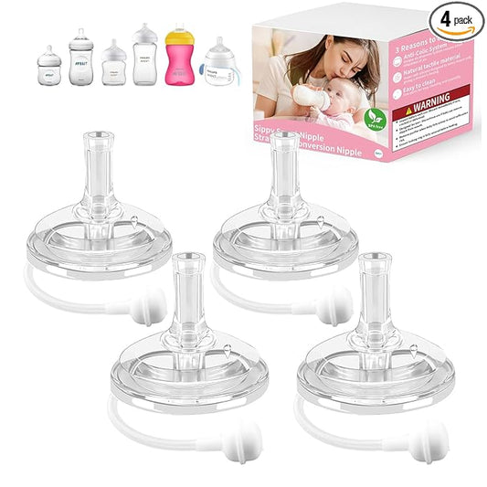 Sippy Nipple Compatible with Philips Avent Natural Baby Bottles,Straw Cup Nipple, Soft 100% Silicone Sippy Cup Nipple,Variable Flow,BPA-Free,6m+ (Straw Cup Nipple)