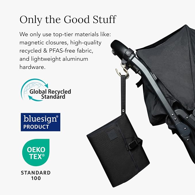 Huhu Baby Changing Wallet – Compact, Portable Diaper Changing Pad for Travel – Easy to Clean, Foldable Changing Mat – Must Have Diaper Bag Accessory for New Parents (Midnight Black)